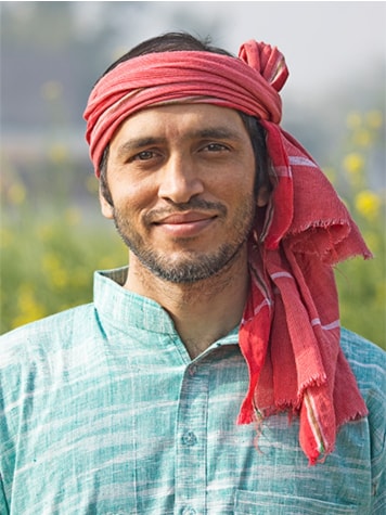 Man with red scarf
